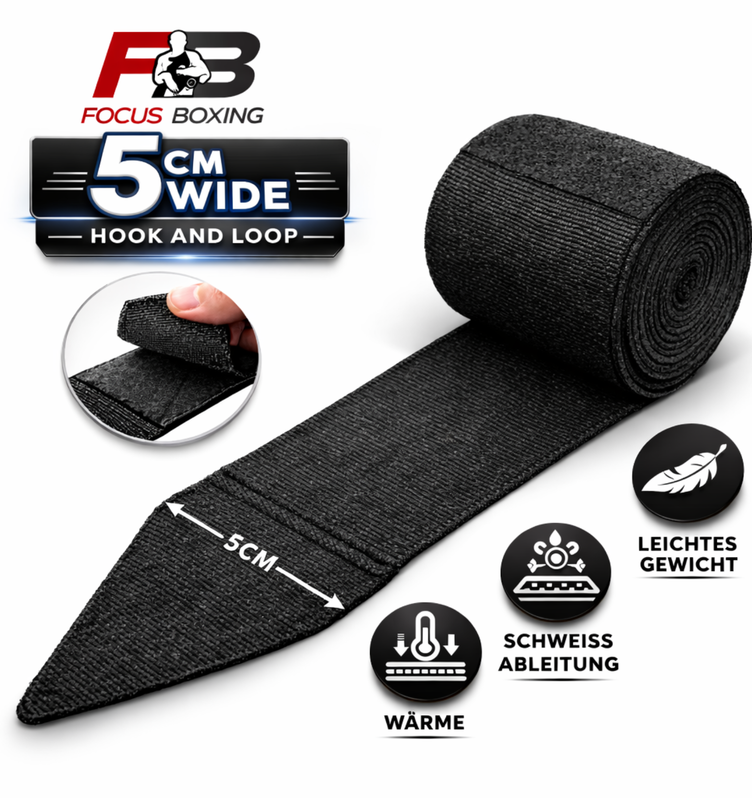 Boxbandagen 4,5 Meter Schwarz