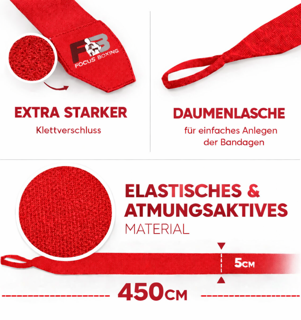 Boxbandagen 4,5 Meter Rot