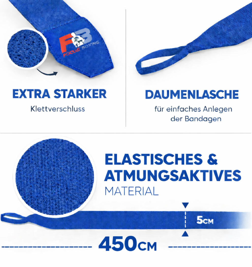 Boxbandagen 4,5 Meter Blau